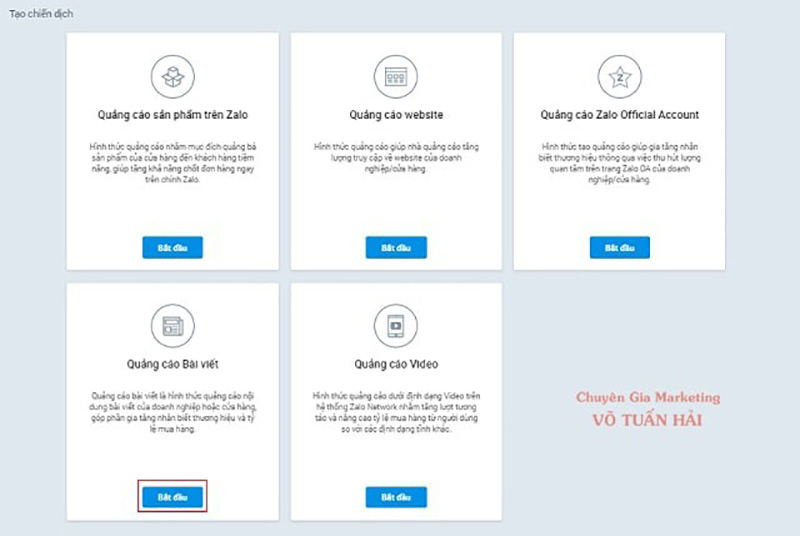 Chọn hình thức quảng cáo