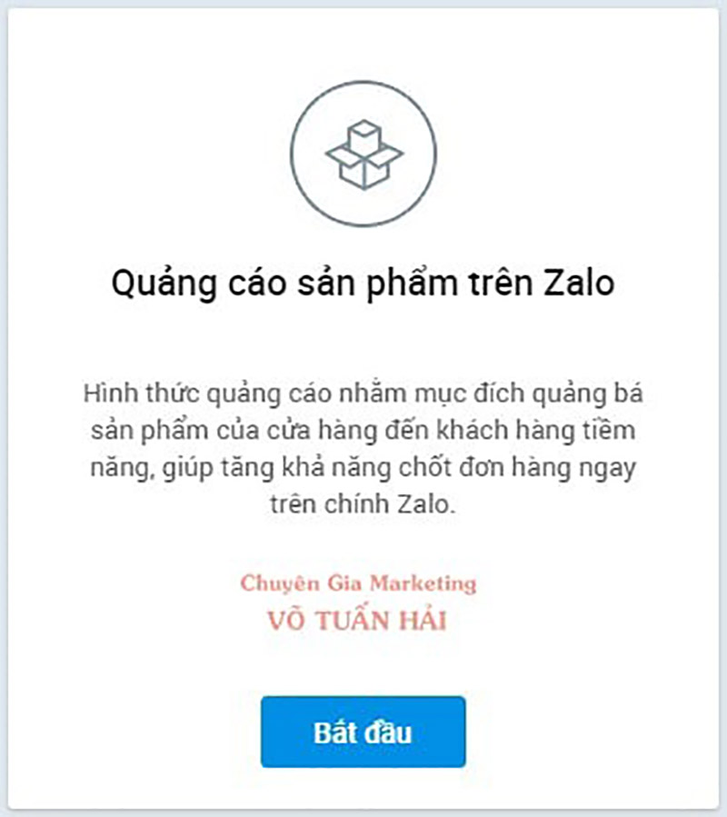 Khởi tạo chiến dịch quảng cáo sản phẩm trên Zalo