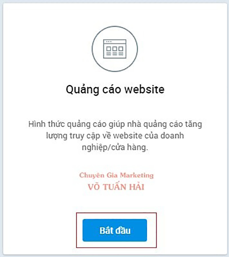 Khởi tạo chiến dịch quảng cáo website