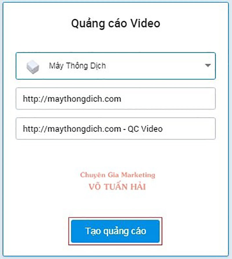 Chọn OA, nhập liên kết và đặt tên quảng cáo