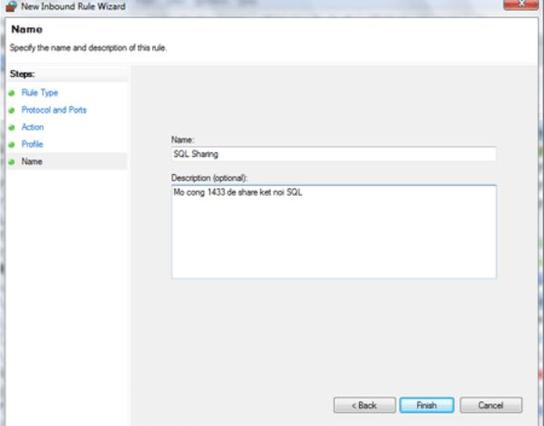 số cổng share của SQL Server đã config trong bước 2 số cổng share của SQL Server đã config trong bước 2
