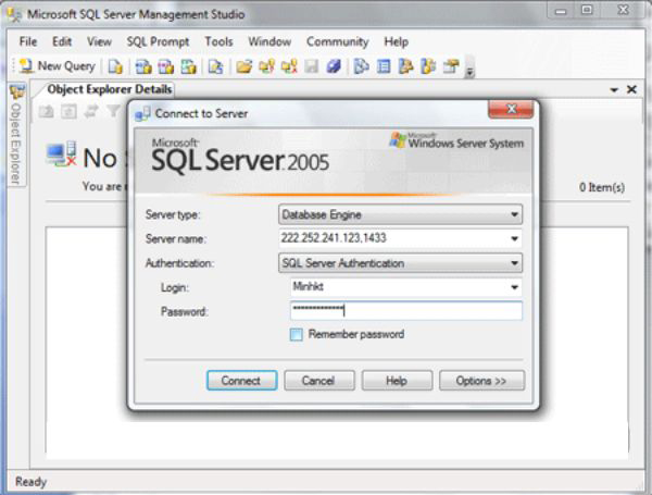 gõ vào các thông tin kết nối gõ vào các thông tin kết nối