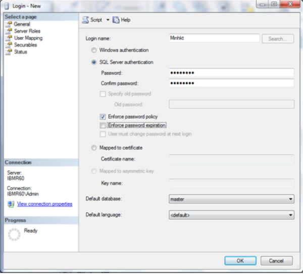 bỏ dấu ở mục Enforce password Expiration bỏ dấu ở mục Enforce password Expiration