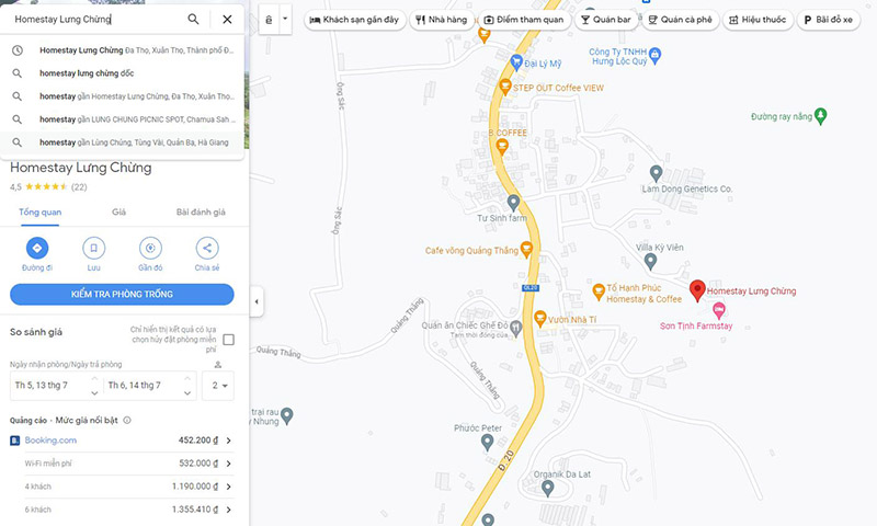 Tạo Google Map cho homestay